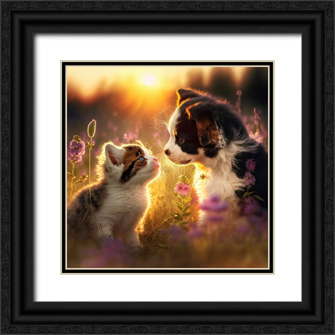 Cats And Dogs 29 Black Ornate Wood Framed Art Print with Double Matting by Heere, Ray