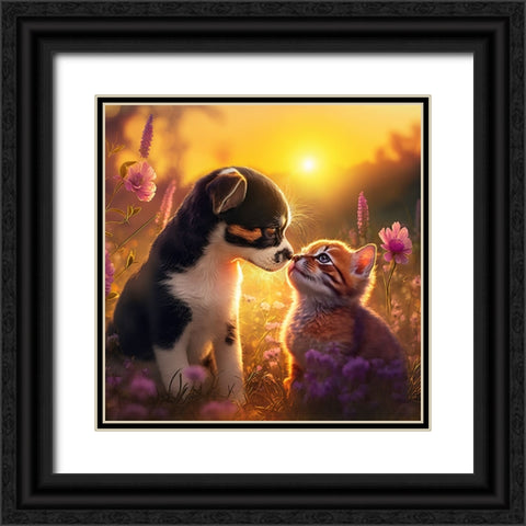 Cats And Dogs 31 Black Ornate Wood Framed Art Print with Double Matting by Heere, Ray