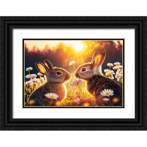 Woodland Animals 24 Black Ornate Wood Framed Art Print with Double Matting by Heere, Ray