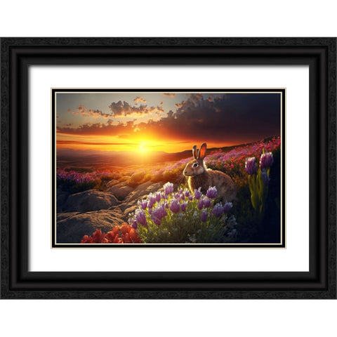 Woodland Animals 25 Black Ornate Wood Framed Art Print with Double Matting by Heere, Ray