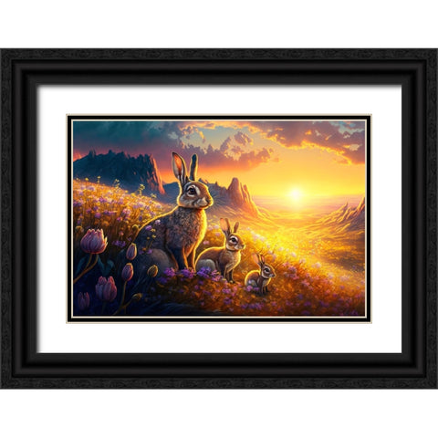 Woodland Animals 26 Black Ornate Wood Framed Art Print with Double Matting by Heere, Ray