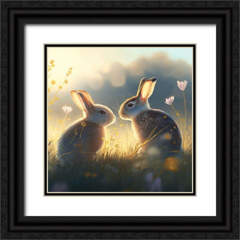 Woodland Animals 30 Black Ornate Wood Framed Art Print with Double Matting by Heere, Ray