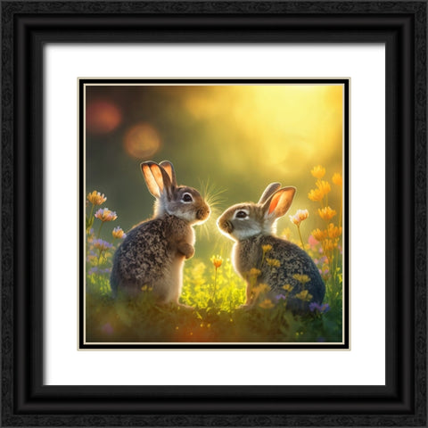 Woodland Animals 34 Black Ornate Wood Framed Art Print with Double Matting by Heere, Ray