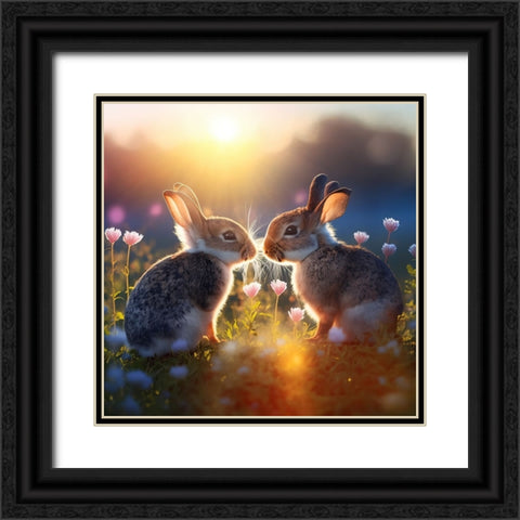 Woodland Animals 35 Black Ornate Wood Framed Art Print with Double Matting by Heere, Ray