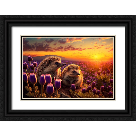 Woodland Animals 39 Black Ornate Wood Framed Art Print with Double Matting by Heere, Ray