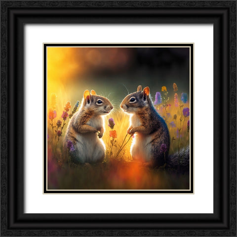 Woodland Animals 40 Black Ornate Wood Framed Art Print with Double Matting by Heere, Ray