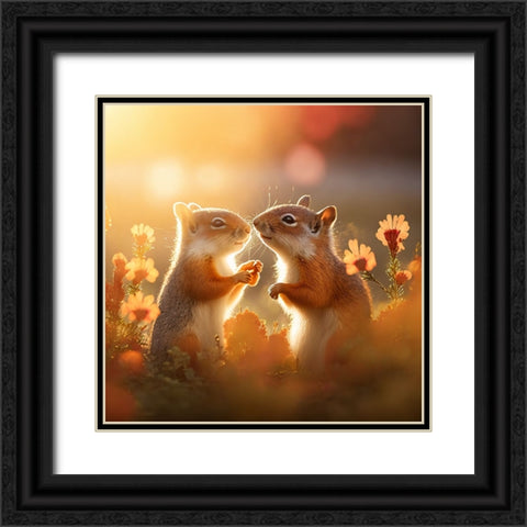 Woodland Animals 41 Black Ornate Wood Framed Art Print with Double Matting by Heere, Ray