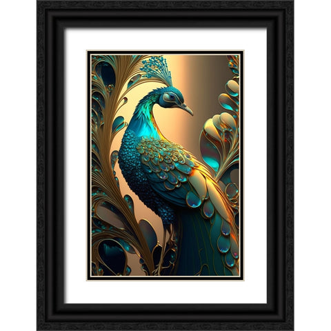 Proud Peacocks 2 Black Ornate Wood Framed Art Print with Double Matting by Heere, Ray