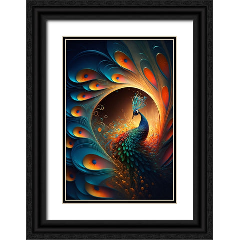 Proud Peacocks 5 Black Ornate Wood Framed Art Print with Double Matting by Heere, Ray