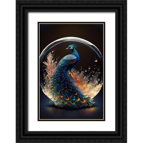 Proud Peacocks 7 Black Ornate Wood Framed Art Print with Double Matting by Heere, Ray