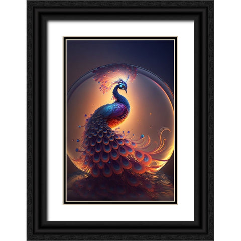 Proud Peacocks 9 Black Ornate Wood Framed Art Print with Double Matting by Heere, Ray