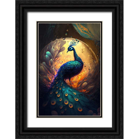 Proud Peacocks 10 Black Ornate Wood Framed Art Print with Double Matting by Heere, Ray