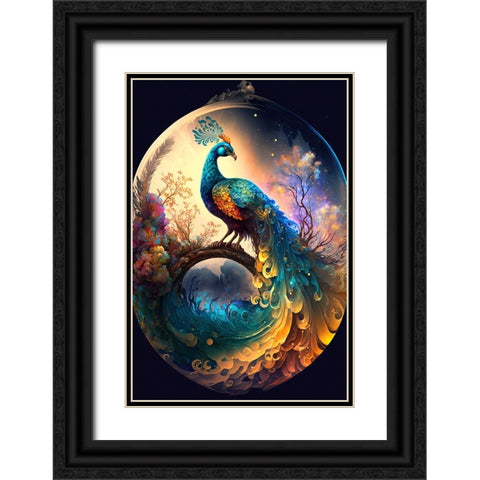 Proud Peacocks 15 Black Ornate Wood Framed Art Print with Double Matting by Heere, Ray