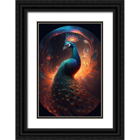 Proud Peacocks 17 Black Ornate Wood Framed Art Print with Double Matting by Heere, Ray