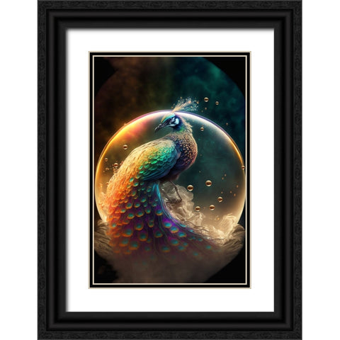 Proud Peacocks 21 Black Ornate Wood Framed Art Print with Double Matting by Heere, Ray