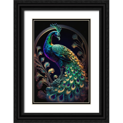 Proud Peacocks 22 Black Ornate Wood Framed Art Print with Double Matting by Heere, Ray