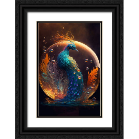 Proud Peacocks 27 Black Ornate Wood Framed Art Print with Double Matting by Heere, Ray