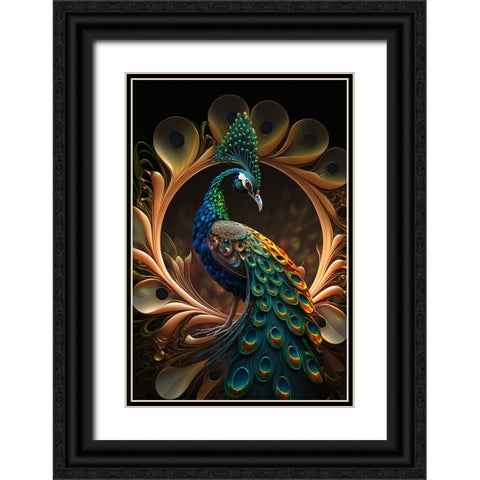 Proud Peacocks 31 Black Ornate Wood Framed Art Print with Double Matting by Heere, Ray