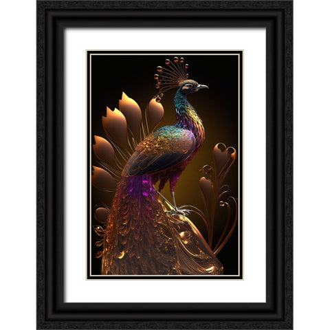 Proud Peacocks 35 Black Ornate Wood Framed Art Print with Double Matting by Heere, Ray