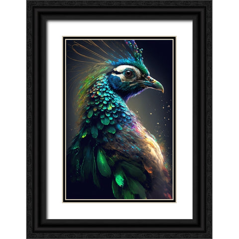 Proud Peacocks 36 Black Ornate Wood Framed Art Print with Double Matting by Heere, Ray