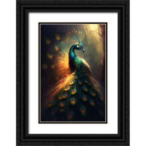 Proud Peacocks 37 Black Ornate Wood Framed Art Print with Double Matting by Heere, Ray