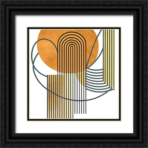 Mid Century Abstract Painting 1 Black Ornate Wood Framed Art Print with Double Matting by Heere, Ray