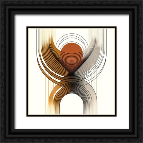 Mid Century Abstract Painting 8 Black Ornate Wood Framed Art Print with Double Matting by Heere, Ray