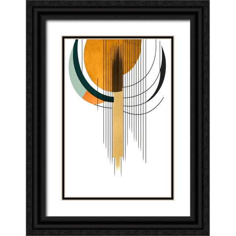 Mid Century Abstract Painting 20 Black Ornate Wood Framed Art Print with Double Matting by Heere, Ray