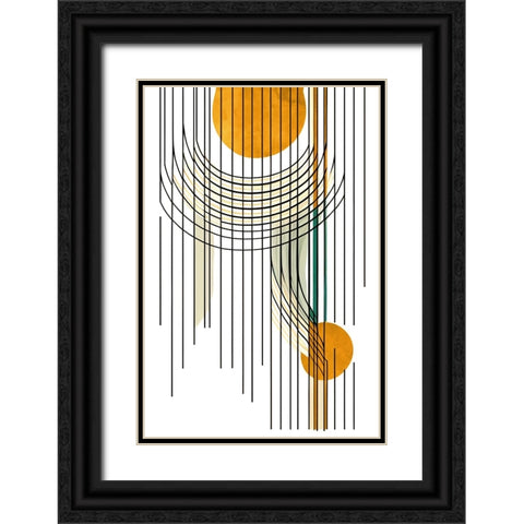 Mid Century Abstract Painting 21 Black Ornate Wood Framed Art Print with Double Matting by Heere, Ray