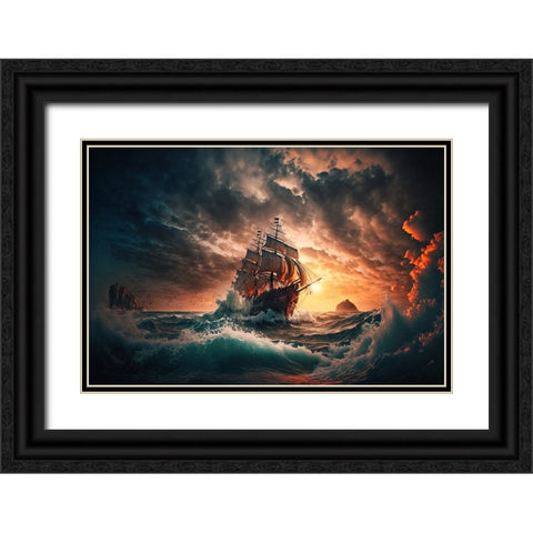 The Flying Dutchman 6 Black Ornate Wood Framed Art Print with Double Matting by Heere, Ray