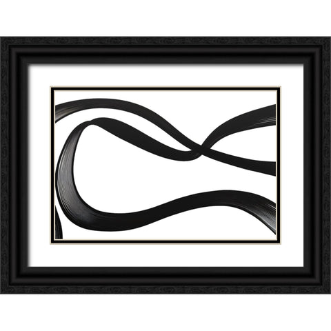 Black White Bold Strokes 1 Black Ornate Wood Framed Art Print with Double Matting by Heere, Ray