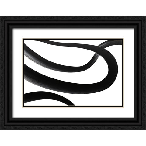 Black White Bold Strokes 2 Black Ornate Wood Framed Art Print with Double Matting by Heere, Ray