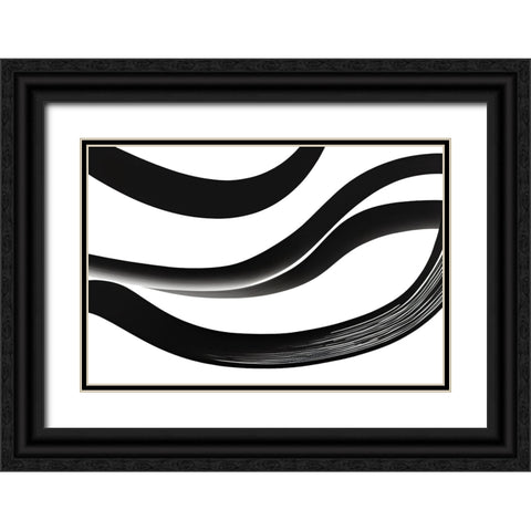 Black White Bold Strokes 4 Black Ornate Wood Framed Art Print with Double Matting by Heere, Ray