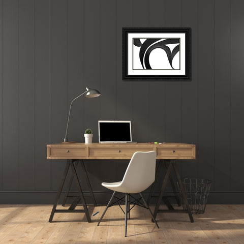 Black White Bold Strokes 5 Black Ornate Wood Framed Art Print with Double Matting by Heere, Ray