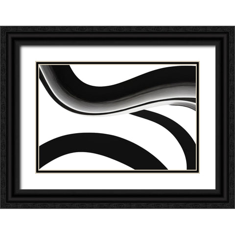 Black White Bold Strokes 10 Black Ornate Wood Framed Art Print with Double Matting by Heere, Ray