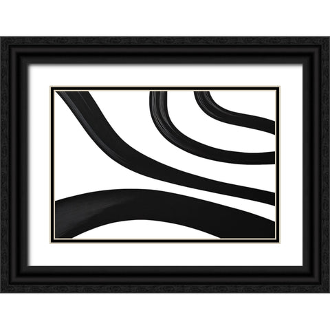 Black White Bold Strokes 14 Black Ornate Wood Framed Art Print with Double Matting by Heere, Ray