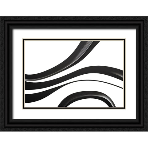 Black White Bold Strokes 15 Black Ornate Wood Framed Art Print with Double Matting by Heere, Ray