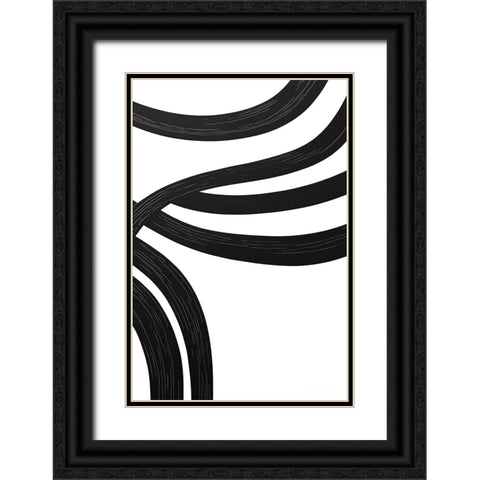 Black White Bold Strokes 19 Black Ornate Wood Framed Art Print with Double Matting by Heere, Ray
