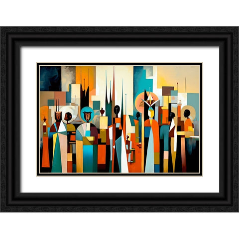 Mid Century Celebration Of All Cultures 5 Black Ornate Wood Framed Art Print with Double Matting by Heere, Ray