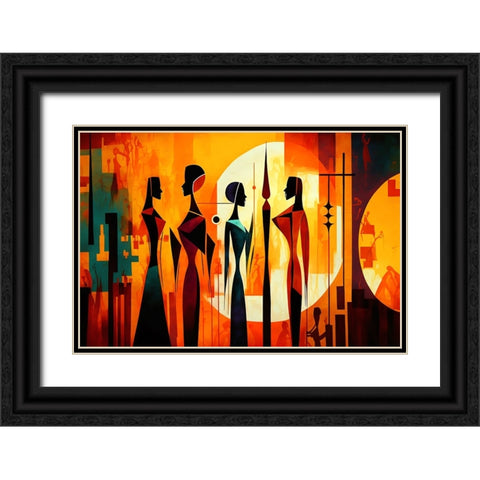 Mid Century Celebration Of All Cultures 9 Black Ornate Wood Framed Art Print with Double Matting by Heere, Ray