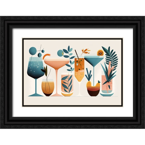 Mid Century Cocktails And Drinks 1 Black Ornate Wood Framed Art Print with Double Matting by Heere, Ray