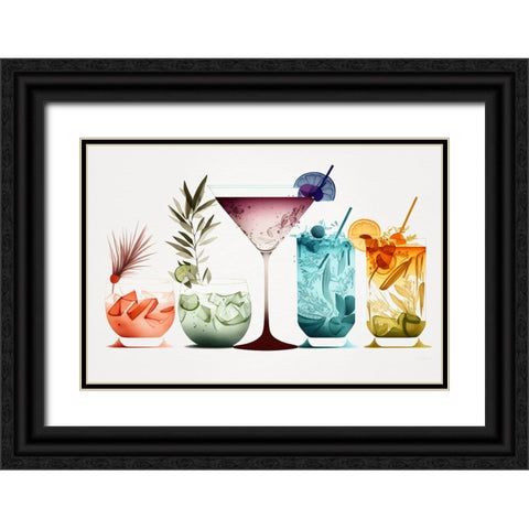 Mid Century Cocktails And Drinks 6 Black Ornate Wood Framed Art Print with Double Matting by Heere, Ray