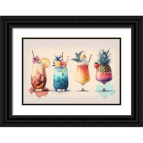 Mid Century Cocktails And Drinks 10 Black Ornate Wood Framed Art Print with Double Matting by Heere, Ray