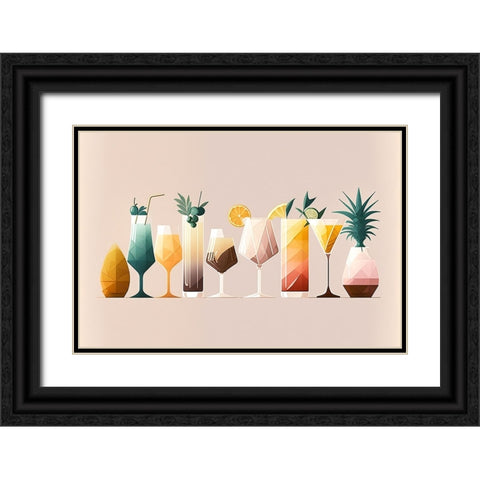 Mid Century Cocktails And Drinks 11 Black Ornate Wood Framed Art Print with Double Matting by Heere, Ray