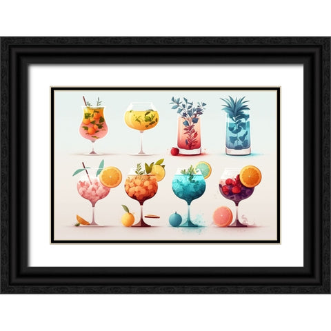 Mid Century Cocktails And Drinks 13 Black Ornate Wood Framed Art Print with Double Matting by Heere, Ray