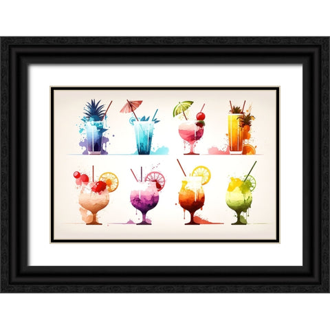 Mid Century Cocktails And Drinks 14 Black Ornate Wood Framed Art Print with Double Matting by Heere, Ray