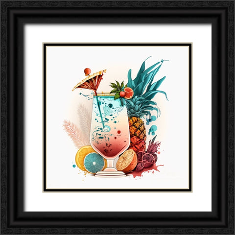 Mid Century Cocktails And Drinks 17 Black Ornate Wood Framed Art Print with Double Matting by Heere, Ray