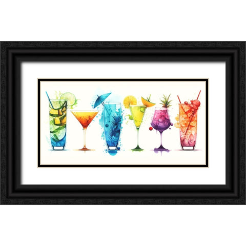 Mid Century Cocktails And Drinks 28 Black Ornate Wood Framed Art Print with Double Matting by Heere, Ray