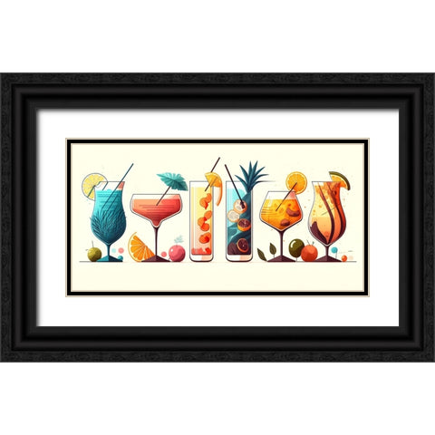 Mid Century Cocktails And Drinks 29 Black Ornate Wood Framed Art Print with Double Matting by Heere, Ray