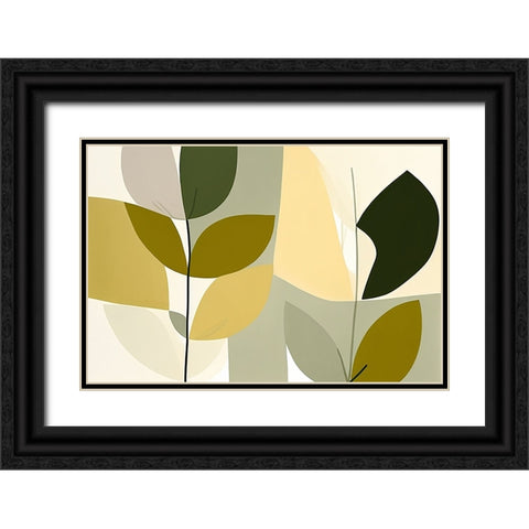 Mid Century Nature Green 9 Black Ornate Wood Framed Art Print with Double Matting by Heere, Ray